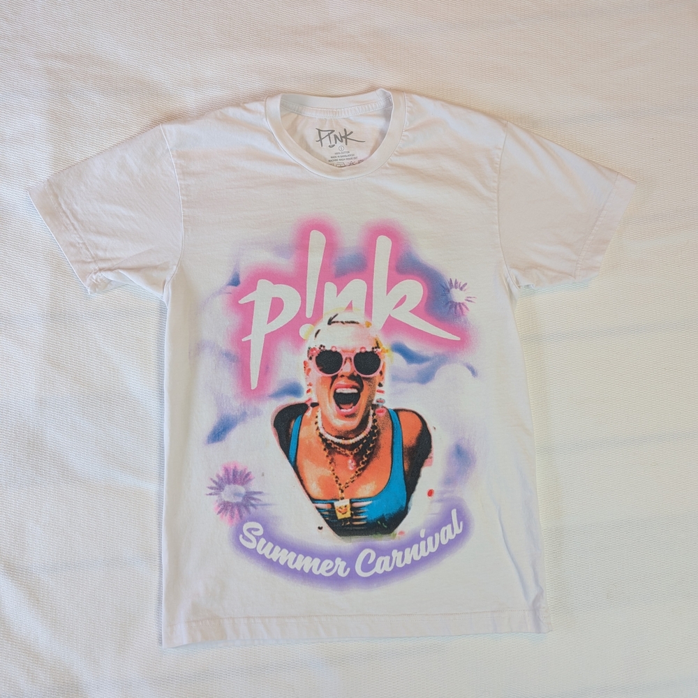 PINK Summer Carnival Tee - White with Pink and Purple